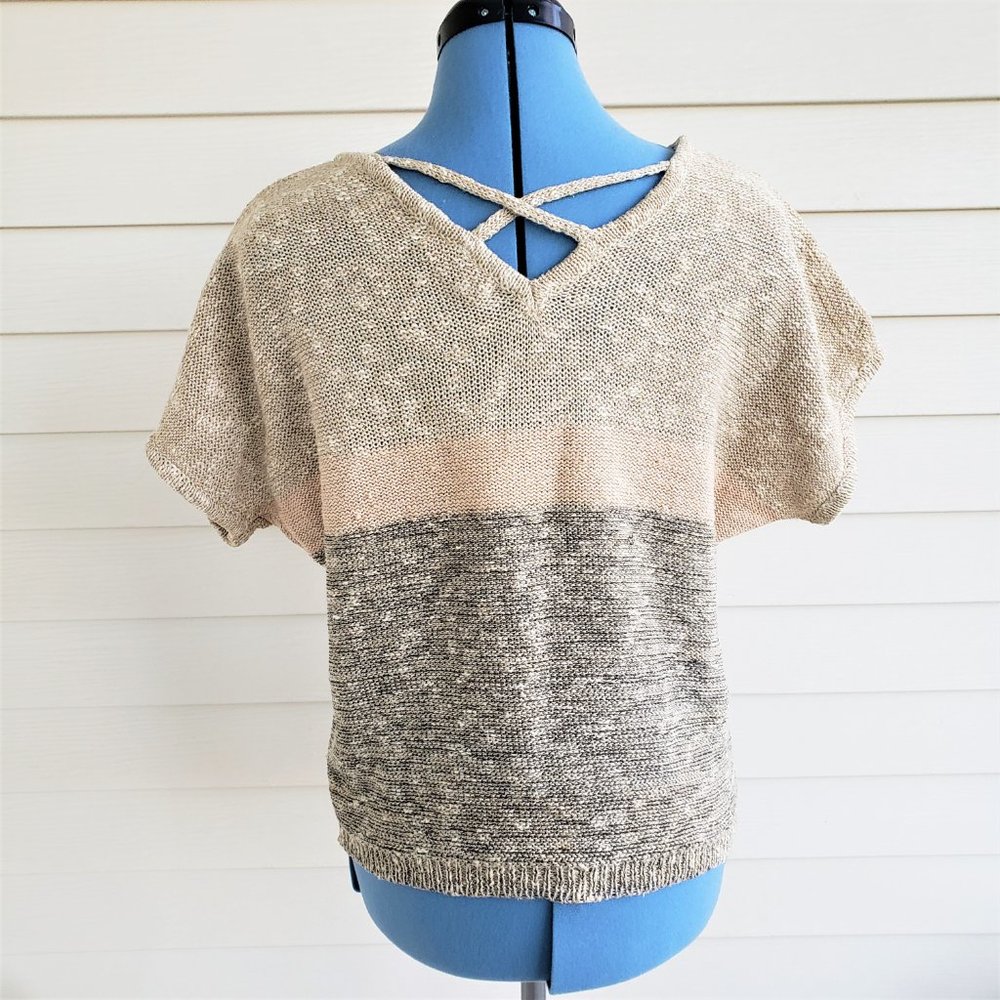 Vintage 80s Mariea Kim unusual short sleeve sweater top - Picture 3 of 5